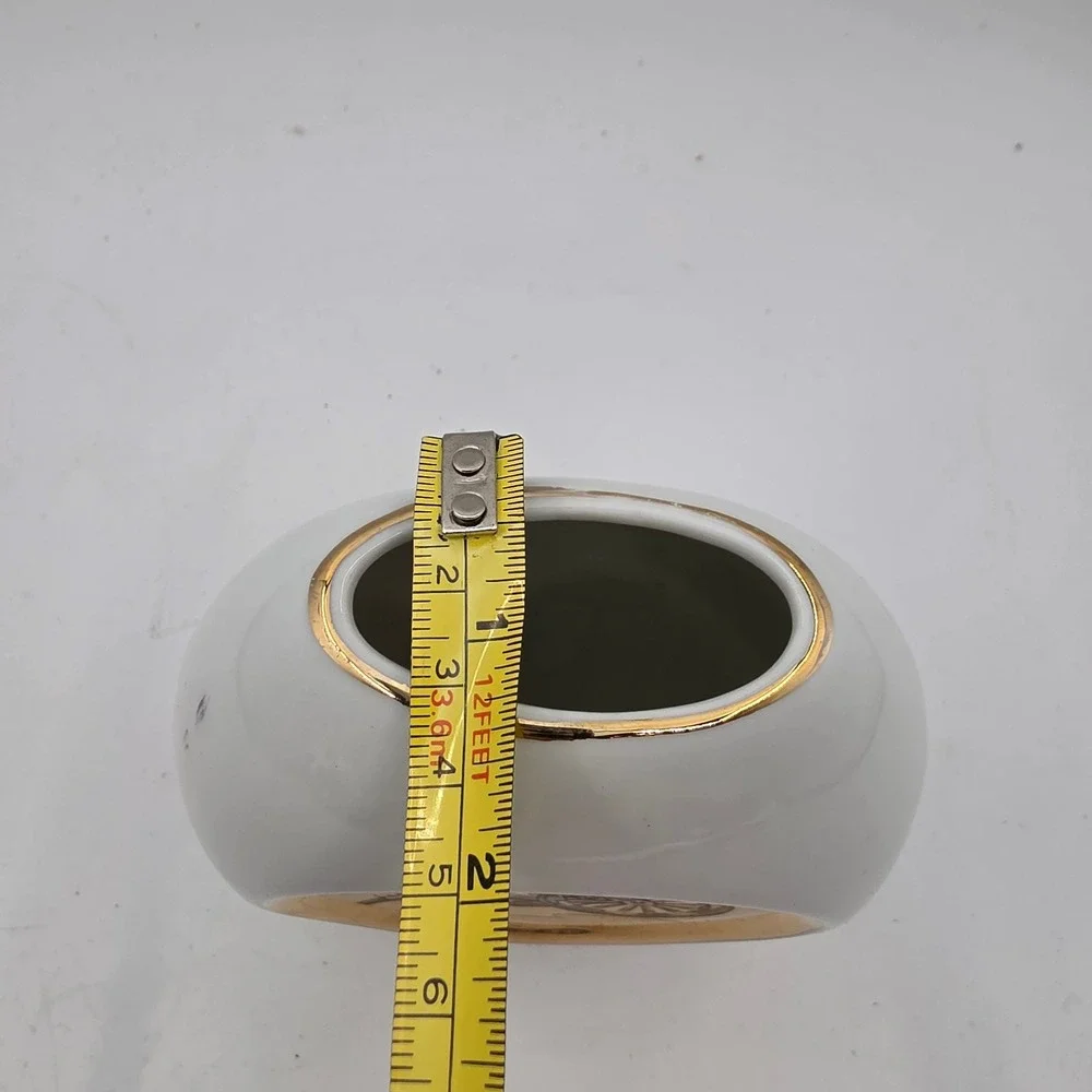 Art of Chokin Japanese Vase 24K Gold Silver Gilded Flower Cart Ceramic 5in N4